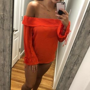Brand new Neon orange off the shoulder top